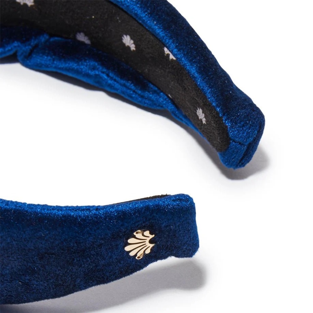 Lele Sadoughi Navy Velvet Knot Headband | Bestseller | Comfortable Wide Band - Picture 3 of 14